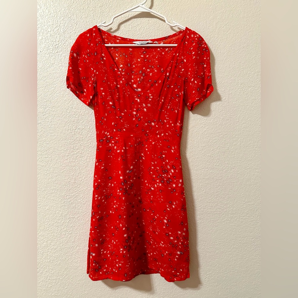 & Other Stories Red Floral Mini Dress